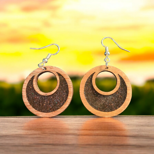 Wooden Resin Earings Circle