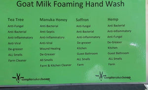 simplenakedsoap goat milk foaming hand wash properties