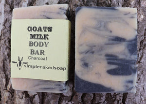 simplenakedsoap goat milk charcoal body bar nourishing and moisturizing deep cleansing
