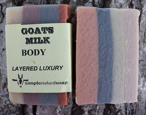 simplenakedsoap goat milk layered luxury body bar